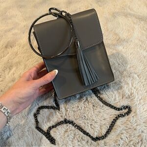 Borse in Pelle Italian Leather Purse Clutch Dark Gray Bag Crossbody Shoulder